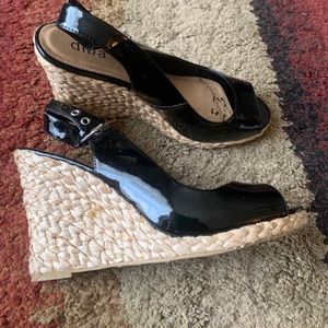Diba Black shiny wedge heels